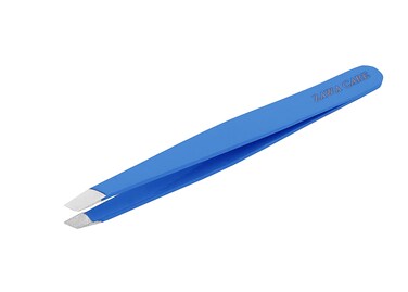 Tweezers for Women Stainless Steel Slant Precision Tweezer - Eyebrow Tweezers for Women and Men with Travel Case(Bold Blue)