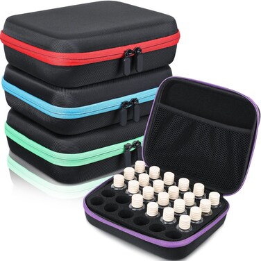 4 Pcs Essential Oils Storage Bag, 30 Bottles EVA Essential Oils Carrying Case Liquid Organizer Boxes Carrying Travel Case with Foam Insert and Carrying Handle Holds 5-15 ml