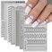 7Pcs Lines Nail Stickers for Nail Art French Tip -Black White Metal Stripes Letter Decals French Nail Design Curved Gel Nail Art Wave Line Polish Manicure Decoration for Women DIY Nail Art Simple Line