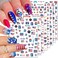 8PCS Independence Day Nail Art Sticker 4th of July Nail Decals 3D Self-Adhesive USA Flags Heart Star Stripe Nail Designs Memorial Day Nail Supplies American for Women Independence Day Nail Decoration
