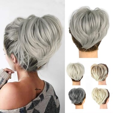 QGZ Messy Bun Hairpiece for Women Tousled Updo Side Comb Clip in Hair Bun Short Straight Adjustable Styles Chignon Easy Wear Messy Hair Bun Clip