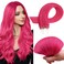 RUNATURE Microlink Hair Extensions Human Hair Pink Micro Beads Hair Extensions Real Human Hair Straight Micro Loop Hair ExtensionsReal Human Hair Pink Hair Extensions with Micro Ring 14 Inch 25g 25s