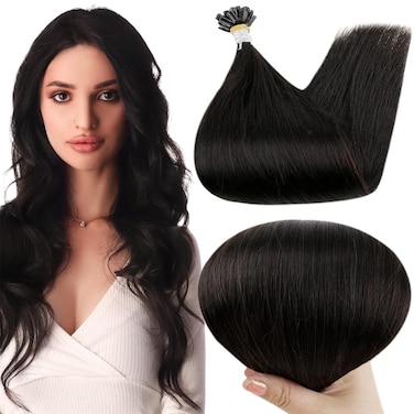 Full Shine U Tip Hair Extensions Real Human Hair Color 1B Natural Black Utip Human Hair Extensions 18 Inch Keratin Tip Extensions Long Straight Remy Hair 50 Grams