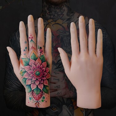 Silicone Tattoo Practice Hand Tattooing Fake Skin Soft Dummy Displaying for Tattoo Artists and Beginners
