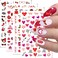 8 Sheets Valentine's Day Nail Art Stickers Red Heart Nail Decals 3D Self-Adhesive Nail Stickers Red Rose Love Lips Nail Supplies Nail Art Design Decoration Accessories for Women