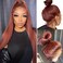 Reddish Brown 360 Lace Front Wigs Human Hair Straight Transparent HD 360 Full Lace Human Hair Wigs Pre Plucked with Baby Hair Auburn Wig Human Hair Ponytail Wig Colored for Black Women 20 inch