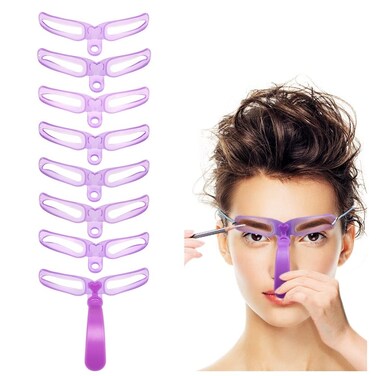 Eyebrow Stencils, Eyebrow Template, Eyebrow Shaping Kit,8 Styles Reusable Eyebrow Stencil with Handle and Strap, Washable