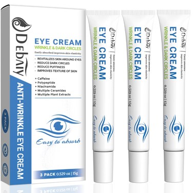 3 Pack Anti-Wrinkle Eye Cream with Caffeine &amp; Peptides - Reduces Dark Circles &amp; Puffiness, Improves Skin Texture (Each 0.529oz   15g)