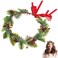 minkissy Christmas Artificial Flower Crown - Xmas Garland With Berries And Pinecones Christmas Wreath Headpiece Garland With Holly Berry Leaves Hairband for Woman Girls