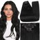 Full Shine Black Clip in Hair Extensions 24 Inch Remy Hair Extensions Clip in Human Hair Jet Black Natural Hair Clip in Extensions for Long Hair Black Hair Extensions 7 Pieces