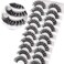 Veleasha Clear Band Lashes 10 Pairs Pack D Curl Russian Strip Lashes,Natural Look Transparent Soft Band Faux Mink Eyelashes for Eye Makeup (D03-T)