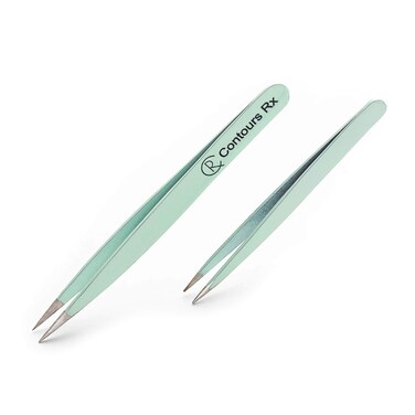 Contours Rx Precision Tweezers - 3in &amp; 4in Stainless Steel Needle Nose Tweezers for Eyebrows, Facial Hair &amp; Placing Lashes -For Precise Placement of Lids by Design Correcting Strips (Combo Pack of 2)