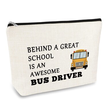 School Bus Driver Gifts Makeup Bag Bus Driver Appreciation Gifts Bus Driver Thank You Gifts Cosmetic Bag Back to School End Of Term School Gift for Bus Driver Christmas Thanksgiving Gift Travel Pouch