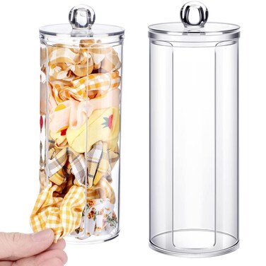 CHENGU 2 Pcs Acrylic Scrunchie Holder Organizer Hair Ties Display Stand Clear Scrunchie Holder Stand Hair Accessories Organizer for Jewelry Bracelets Bangle Watches