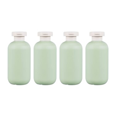 6.7oz 4Pcs Green Plastic Refillable Travel Shampoo and Conditioner Bottles Plastic Refillable Travel Shampoo Bottles with Flip Cap Shampoo and Conditioner Dispenser