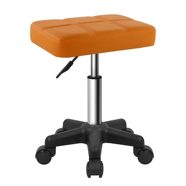 FURWOO Rectangle Rolling Stool with Wheels Height Adjustable Swivel Stool Chair for Spa Salon Massage Pale Brown