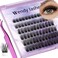 Self Adhesive Eyelashes Kit DIY Eyelash Extension Reusable Adhesive Eyelashes Press On Falsies No Glue No Remover Needed Self Stick Cluster Lashes and Tweezers(C02-0.07D Kit,10-18mm)
