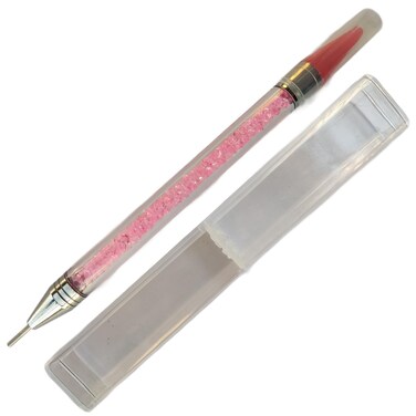 Dual-Ended Nail Rhinestone Picker Wax Tip Pencil Pick Up Applicator Dual Tips Dotting Pen Beads Gems Crystals Studs Picker with Acrylic Handle Manicure Nail Art Tool (Pink)