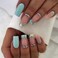 RikView French Tip Press on Nails Medium Fake Nails with Rhinestones Blue Nails Square Acrylic Nails for Women 24 PCs/Set
