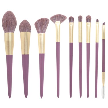 9Pcs Makeup Brush Set Sweet Purple Foundation Brush Eyeshadow Contouring Blush Beauty Set