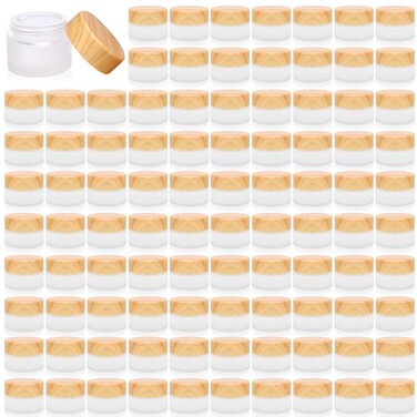 12 Pcs Glass Cosmetic Containers 5 Grams Round Frosted Cosmetic Jars with Leak proof lids Empty glass sample Jars Scrub Balm Lotions Sample Containers for Makeup Lotion Lip Balm Eye Cream