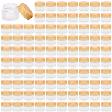 32 Pcs Glass Cosmetic Containers 5 Grams Round Frosted Cosmetic Jars with Leak proof lids Empty glass sample Jars Scrub Balm Lotions Sample Containers for Makeup Lotion Lip Balm Eye Cream