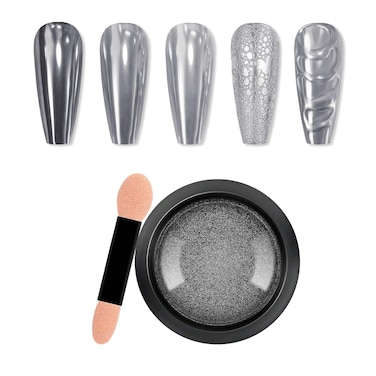 Chrome Nail Powder, Mirror Holographic Nail Glitter Metallic Chrome Powder Reflective Glossy Nail Powder Pigment Manicure for Nail Art DIY Decoration (14)