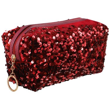 Makeup Sequin Cosmetic Bag, Zipper Toiletry Bag Glitter Pouch Travel Portable Makeup Bag Vanity Pouch Purse for Girls Women Travel