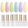GAOY Pastel Pink Blue Gel Nail Polish Set, 6 Colors Green Yellow Nude Spring Soak Off UV Light Cure Gel Polish Kit for Salon and Nail Art DIY at Home
