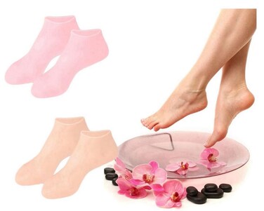 2 Pairs Silicone Socks for Dry Cracked Feet Women,Silicone Moisturizing Socks,Foot Spa Pedicure Silicone Socks for Repairing Dry Feet,Cracked Heels and Softening Rough Skin(Fits Up to Size 9)