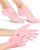 2 Pairs Silicone Moisturizing Glove Socks Set, Anti Slip Soft Spa Gel Socks Softening Feet Dry Cracked Skin, Women Spa Pedicure Socks for Foot Hand Softening, Foot Care After Pedicure (Pink)