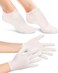 2 Pairs Silicone Moisturizing Glove Socks Set, Anti Slip Soft Spa Gel Socks Softening Feet Dry Cracked Skin, Women Spa Pedicure Socks for Foot Hand Softening, Foot Care After Pedicure (White)