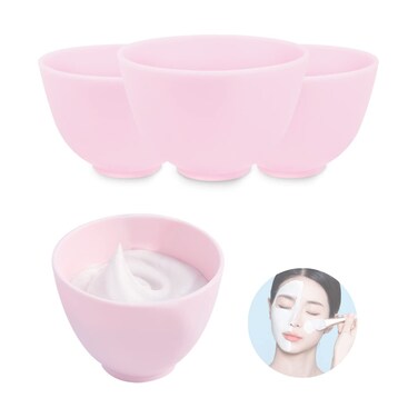 FERCAISH 4Pcs Diy Face Mask Mixing Bowl, Microwavable Silicone Facial Mud Bowl Cosmetic Beauty Tool for Home Salon(Small)