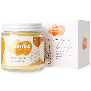 Honey and Tallow Balm - Body and Face Moisturizer - 100% Grass Fed Beef Tallow - 4 Ounces - Lavender