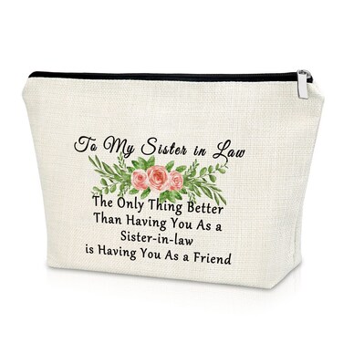 Sister in Law Gifts from Sister in Law Makeup Bag Sister in Law Gifts for Wedding Day Sister in Law Birthday Gifts Funny Mothers Day Thanksgiving Christmas Gifts Travel Pouch
