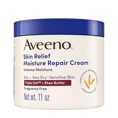 Aveeno Skin Relief Intense Moisture Repair Body Cream with Triple Oat Shea Butter Formula Moisturizing Cream Heals Restores Very Dry Skin with LongLasting Moisture FragranceFree 11 Oz