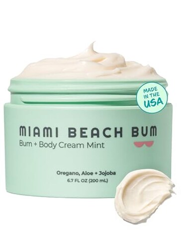 Miami Beach Bum Bum Body Cream 67 oz Bum Lotion Oregano Aloe Jojoba Daily Moisturizer for Skin Health Razor Bumps Keratosis Pilaris Ingrown Hairs Sunburns Blemishes