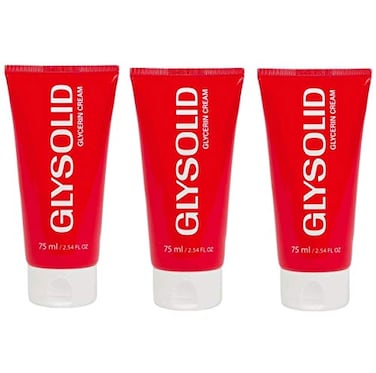 Glysolid Glycerin Skin Cream Thick Smooth and Silky Trusted Formula for Hands Feet and Body 254 fl oz 75ml Tube 3pack
