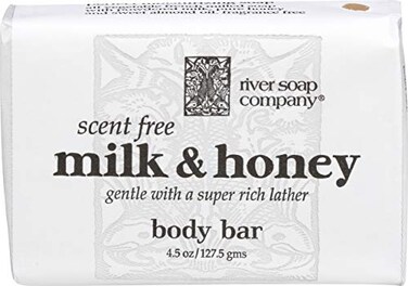River Soap Company Simple Wrap Bar Soap Milk Honey Complexion Bar 45 Ounces Large