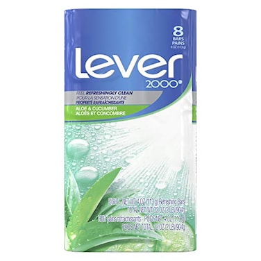 Lever 2000 Refreshing Body Soap and Facial Cleanser Aloe Cucumber Effectively Washes Away Bacteria 4 oz 8 Bars