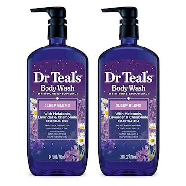 Dr Teal's Dr Teals Sleep Body Wash with Pure Epsom Salt Melatonin Lavender Chamomile Essential Oil Blend 24 fl oz Pack of 2