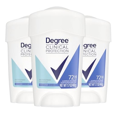 Degree Clinical Protection Antiperspirant Deodorant for Women 3 Pack 72Hour Sweat Odor Protection Shower Clean 17 oz