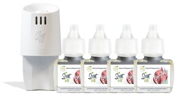 Scent Fill 100 Natural Fresh Peppermint Plug in Starter Kit 4 Refills Diffuser