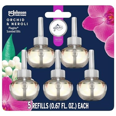 Glade PlugIns Refills Air Freshener Scented and Essential Oils for Home and Bathroom Orchid Neroli Fresh Collection 335 Fl Oz 5 Count