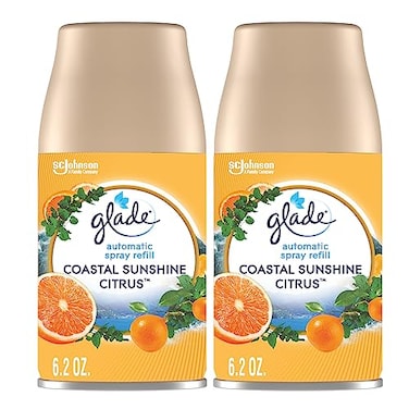 Glade Automatic Spray Refill Coastal Sunshine Citrus Scented Air Freshener for Home and Bathroom 62 Oz 2 Count