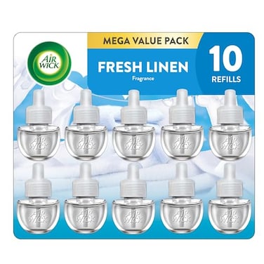 Air Wick Plug in Scented Oil Refill 10ct Fresh Linen Air Freshener Essential Oils Eco Friendly Pack