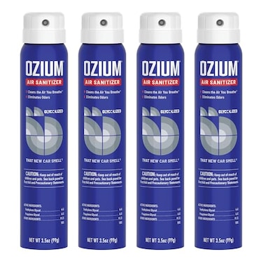 Ozium 35 Oz Air Sanitizer Odor Eliminator for Homes Cars Offices and More New Car Scent 4 Pack OZM224