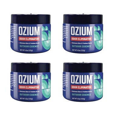 Ozium 45 Oz Odor Eliminating Gel for Homes Cars Offices and More Outdoor Essence 4 Pack