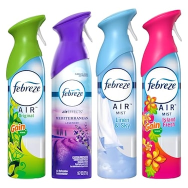 Febreze Air Freshener Odor Eliminator Spray Assorted Scent Febreze Bathroom Deodorizer Original Island Fresh Linen Sky Lavender 4 Pack