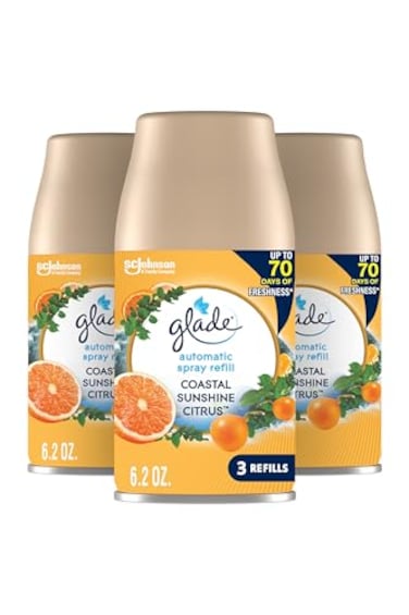 Glade Automatic Spray Refill Air Freshener for Home and Bathroom Coastal Sunshine Citrus 62 Oz 3 Count